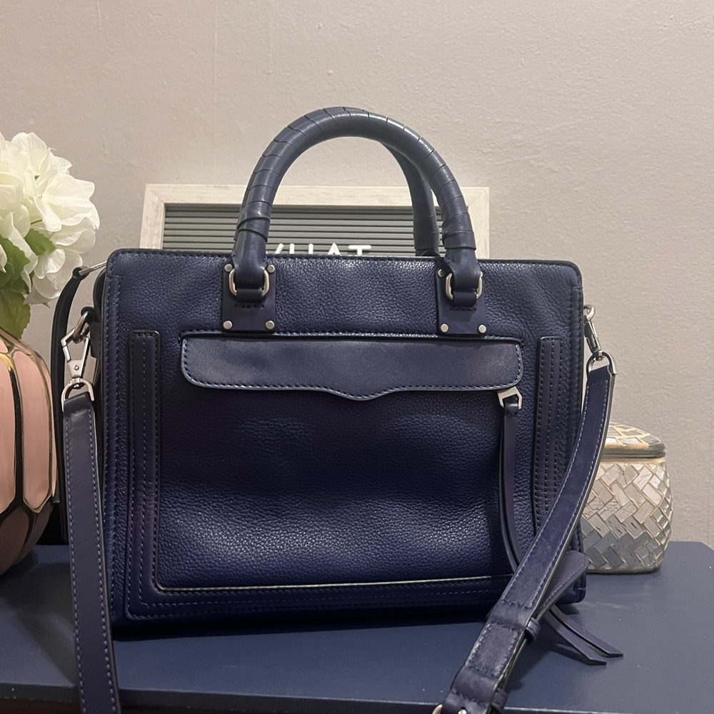 Rebecca Minkoff purple blue indigo purse leather handle bag